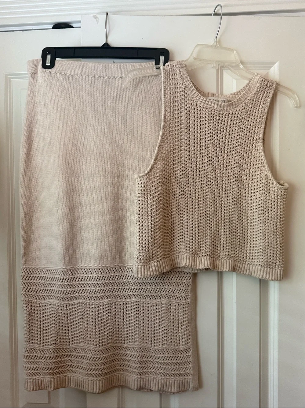 Rachel Zoe Cotton-Blend Open-Knit Sweater Top and Skirt Set Sz M - Picture 2 of 15